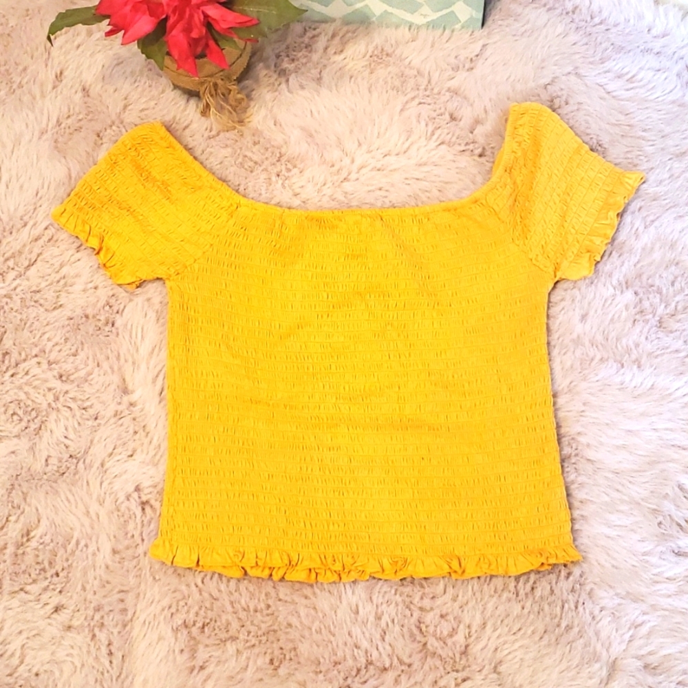 FULL TILT Smocked Yellow Crop